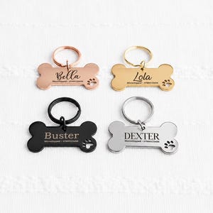 Personalised Dog ID Tag, Engraved Stainless Steel Bone Pet Tag