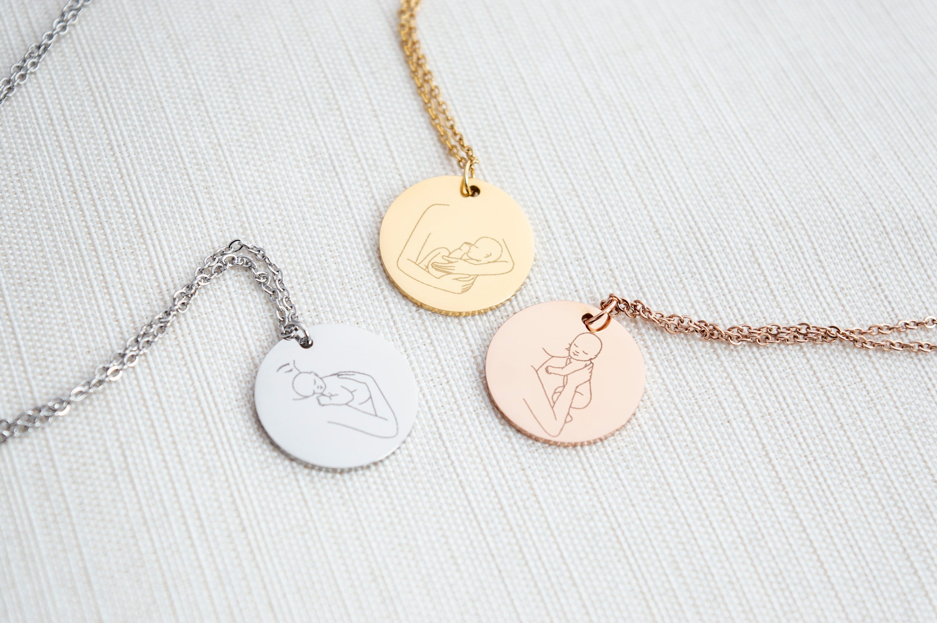 Stainless Steel Mother and Child Necklace, personalised gift, Disc ...