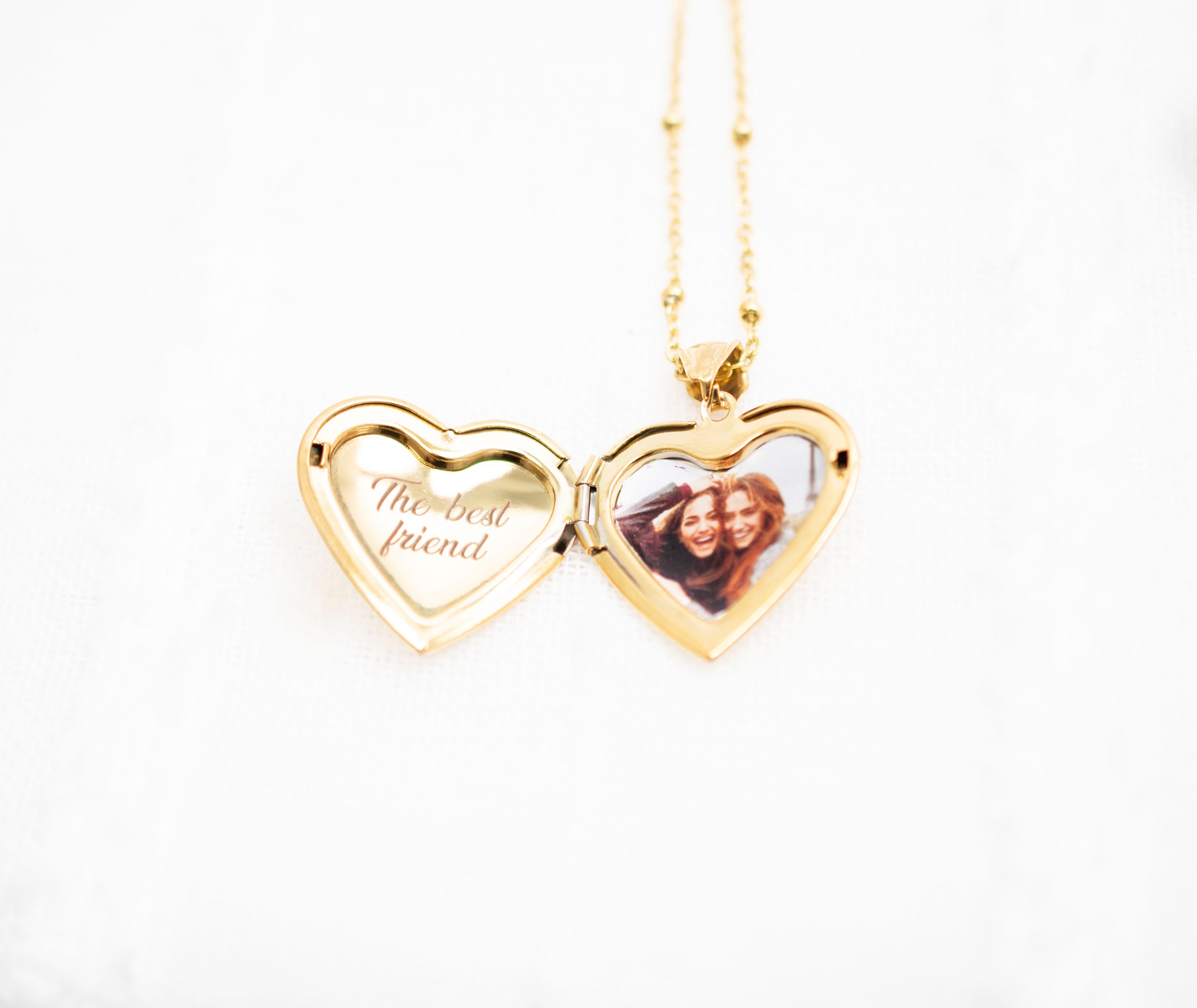 Heart locket necklace with photo and engraving , Stainless Steel locket