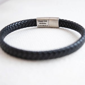 Zilveren herenarmband met verborgen boodschap, leren armband, gepersonaliseerde herenarmband, cadeau voor hem X Matte