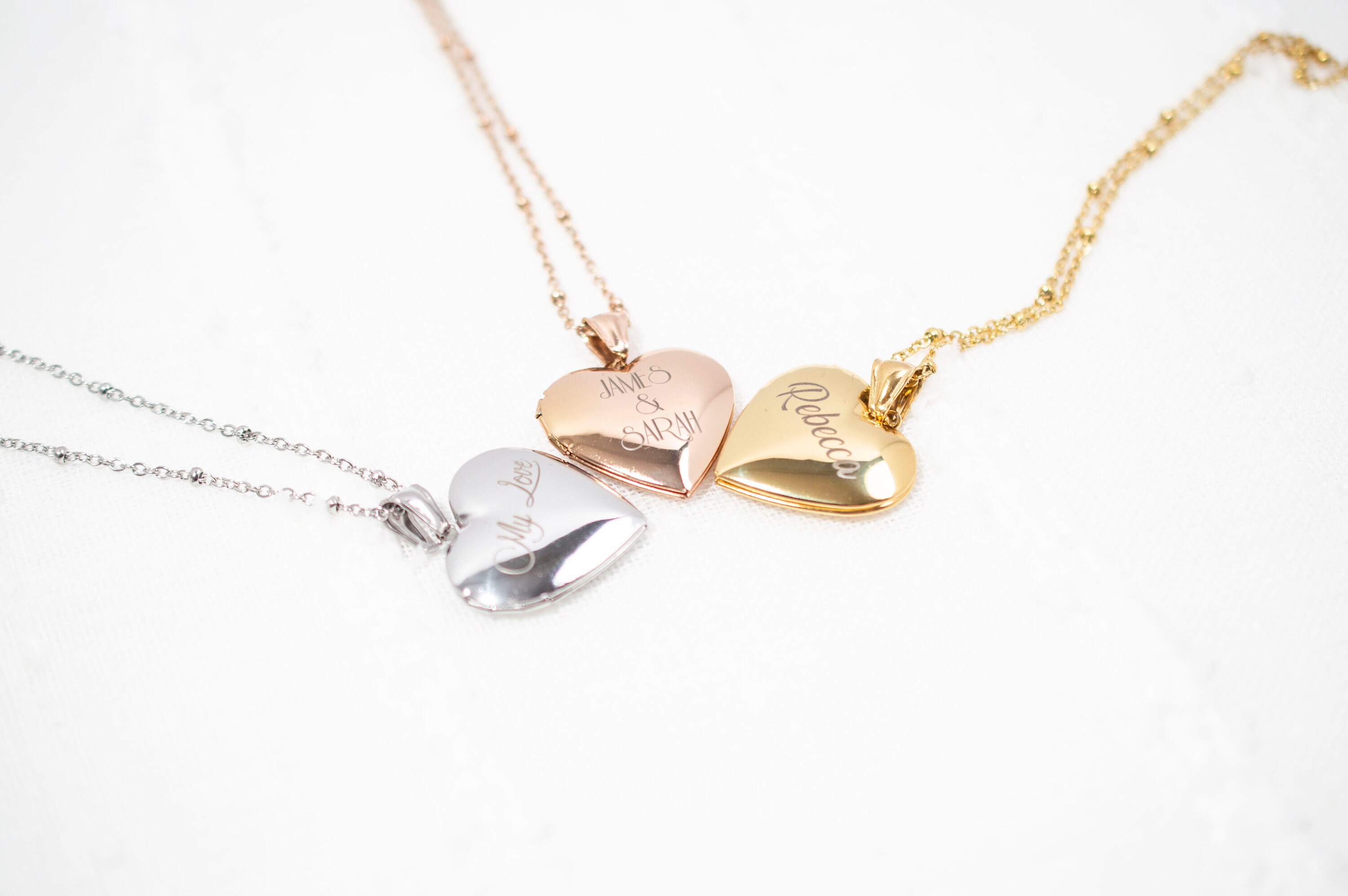 Heart locket necklace with photo and engraving , Stainless Steel locket