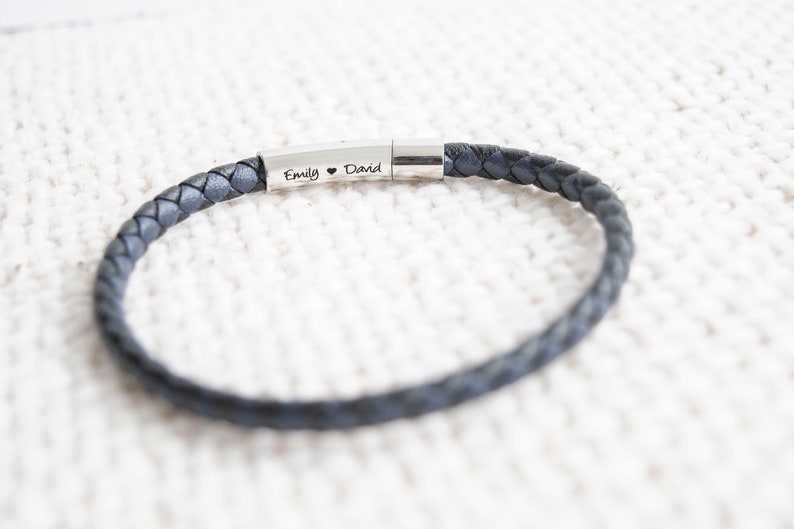 Men's Hidden Message Bracelet, Leather bracelet, Men's Personalized Bracelet, Gift for him image 3