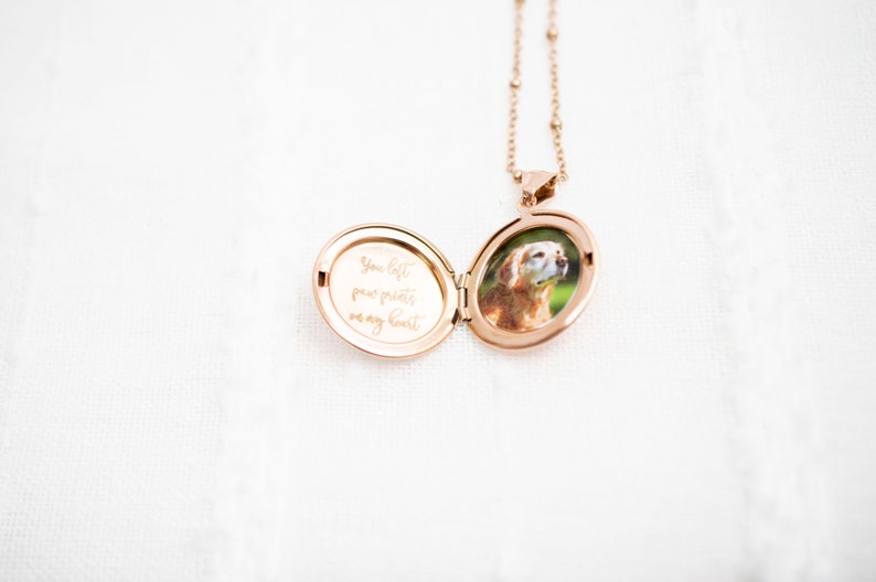Locket necklace with photo and engraving , Stainless Steel locket necklace, Engraved Locket, gift for her, memorial gift image 4