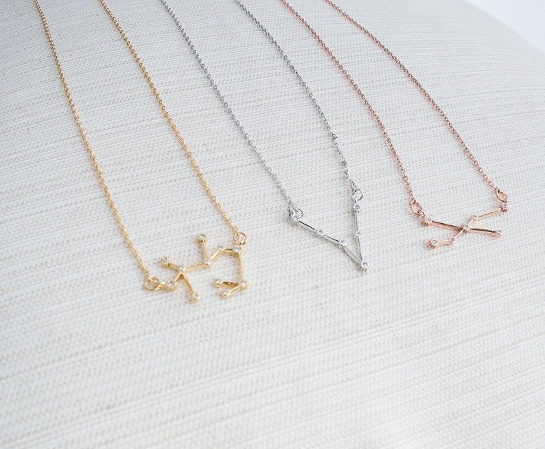 Zodiac Necklace, Star sign necklace, zodiac necklace in gold, silver or rose gold, gift for her, personalised necklace 