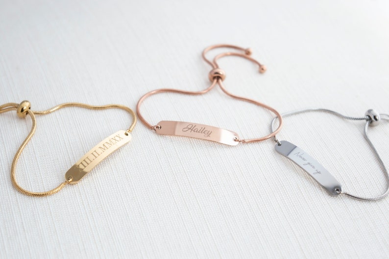 Stainless Name Bracelet Silver Gold or Rose Gold Name Etsy UK