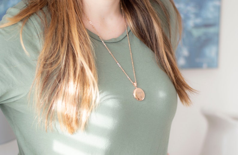 Locket necklace with photo and engraving , Stainless Steel locket necklace, Engraved Locket, gift for her, memorial gift image 7