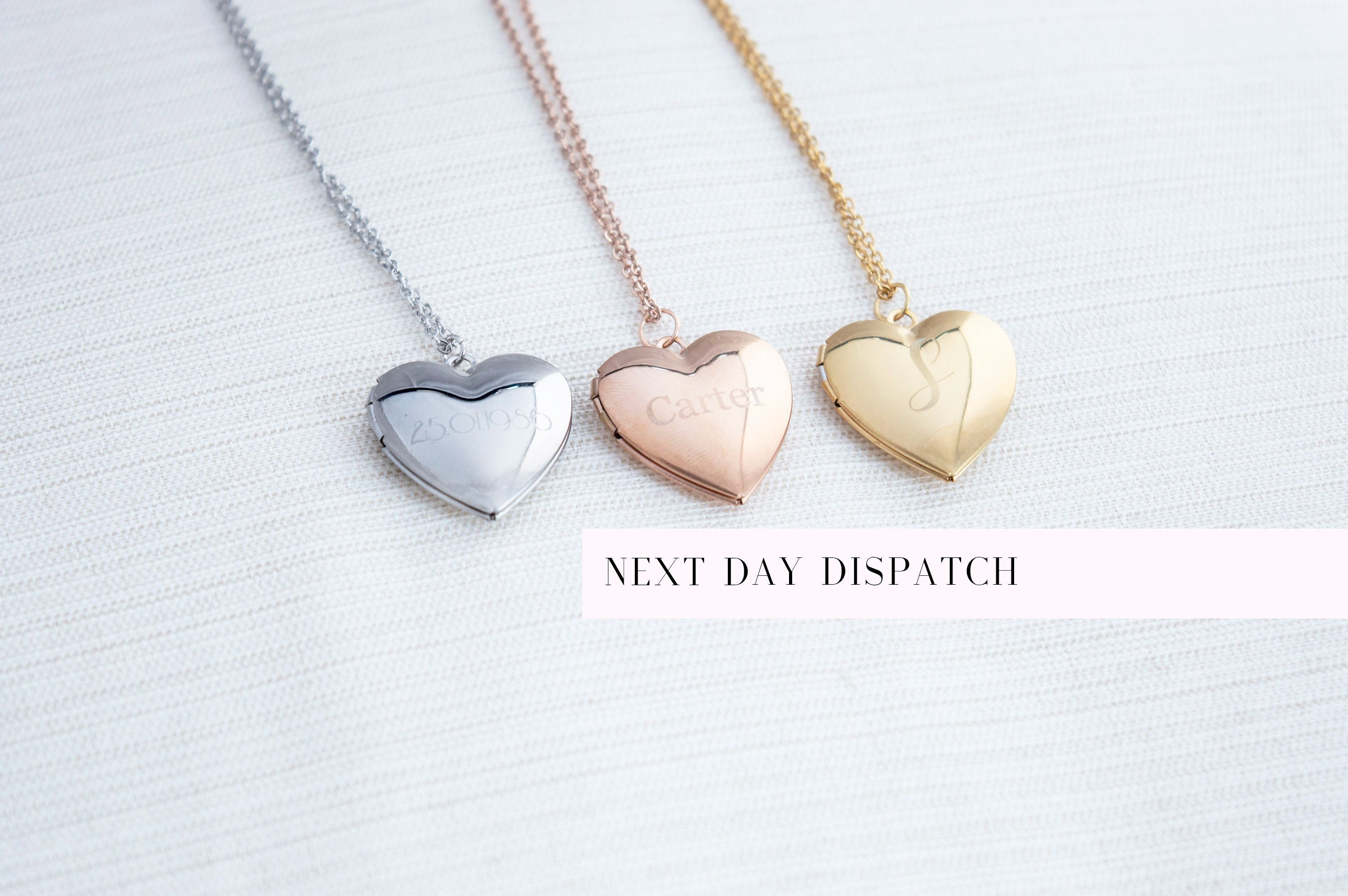 Personalised heart locket necklace, Stainless Steel locket necklace, Engraved Locket