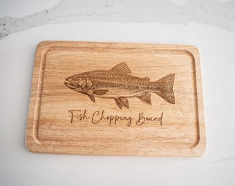 Engraved Cutting Board, Fish and Octopus Designs, Ocean Kitchen Decor