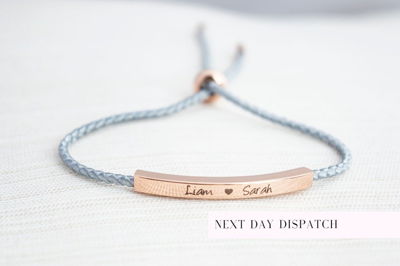 Name Bracelet Silver Gold or Rose Gold Plated Date Etsy