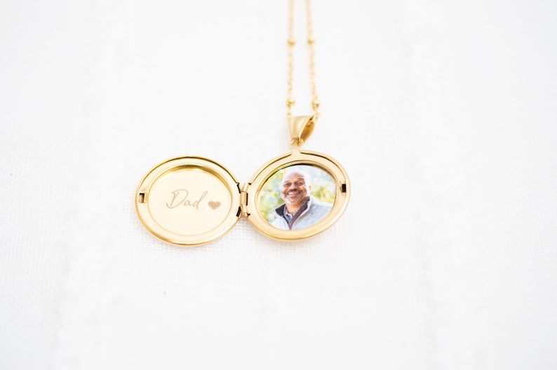 Locket necklace with photo and engraving , Stainless Steel locket necklace, Engraved Locket, gift for her, memorial gift image 5