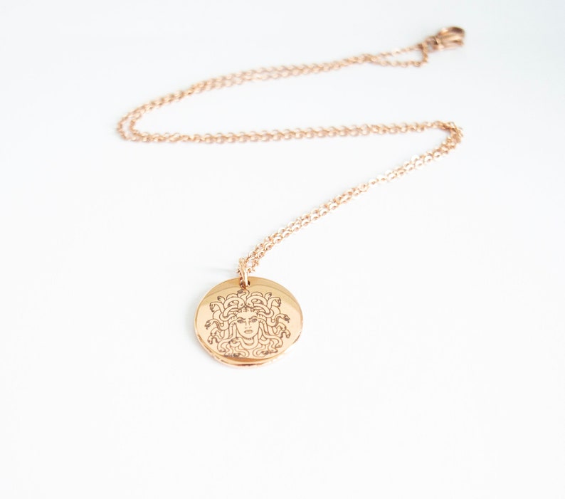 Medusa Necklace, Greek Mythology Jewelry, Medusa charm necklace Gold