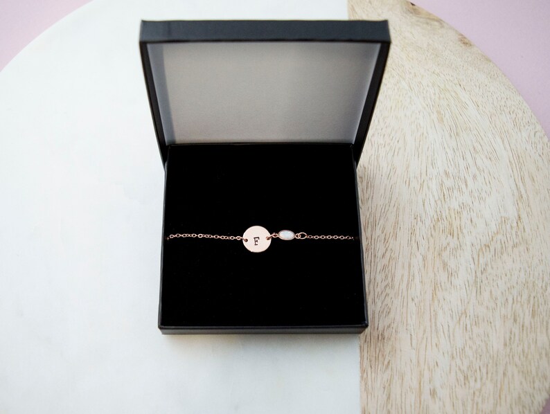 Rose Gold Initial & Opal Bracelet Rose Gold Bracelet Etsy UK