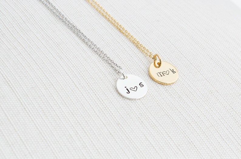Initials Necklace, Disc Necklace, Couple Necklace, Personalised Jewellery, Gift 
