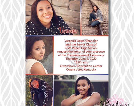 Photo Collage Graduation Invitations/Announcements | Perfect for College, High School or Preschool Graduates - Digital File OR Printed