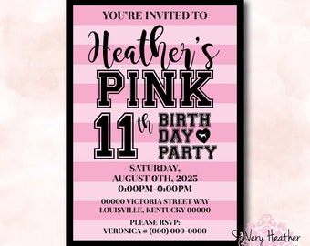 PINK Victoria's Secret Birthday Party Invitation - Digital File OR Printed