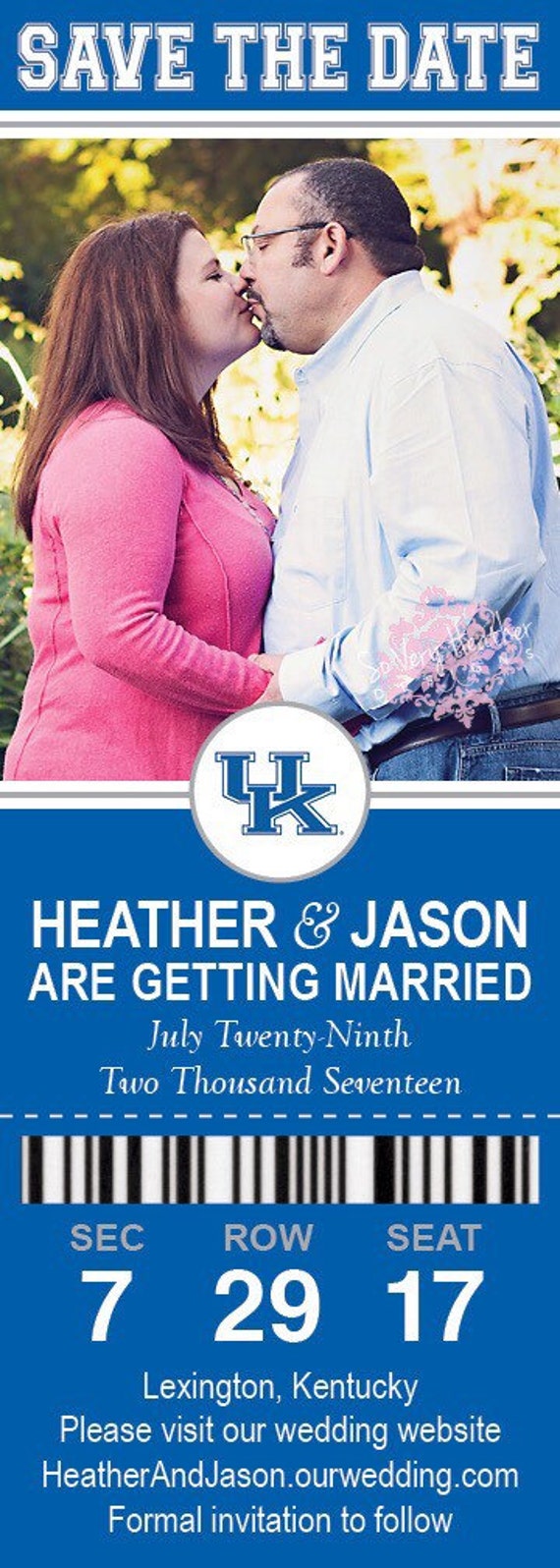 Save the Date, Engagement Photo, Sports Team Ticket - Customize With Your Favorite Team's Colors and Logo - Digital File OR Printed