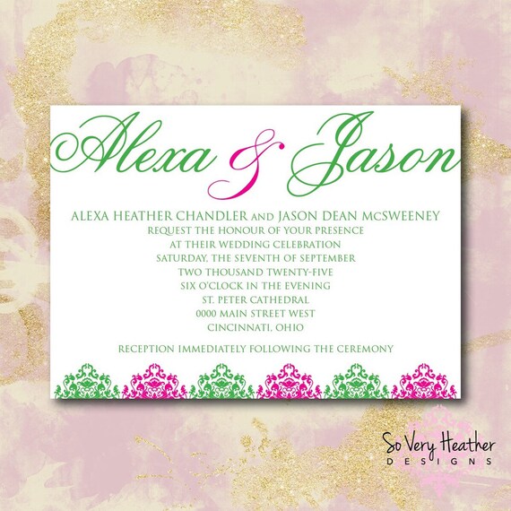 Purple and Teal Wedding Invitation, 25th Wedding Anniversary, Vow Renewal Invitation - Digital File OR Printed