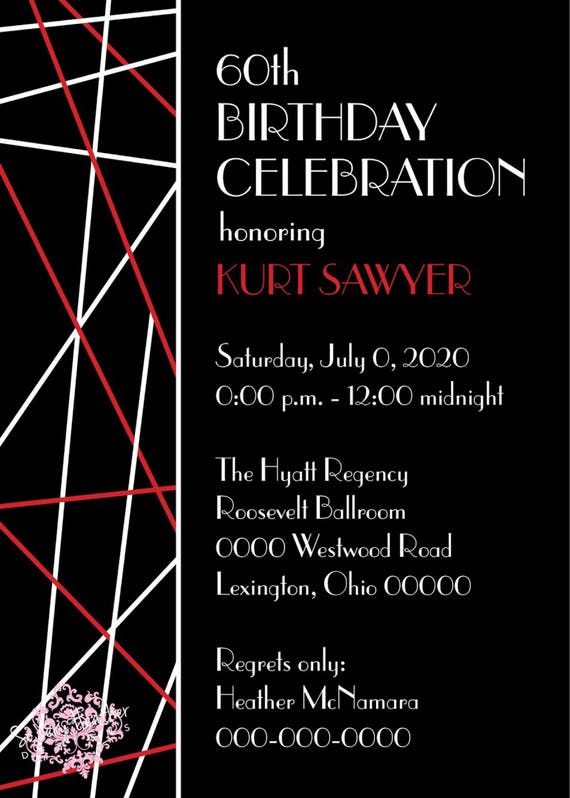 Gatsby/Roaring 20's Themed Birthday Party Invitation - Digital File OR Printed