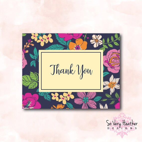 Floral Thank You Card - Digital File OR Printed