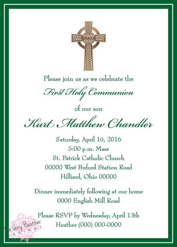 Baptism, First Communion, RCIA, Confirmation Invitations - Digital File OR Printed