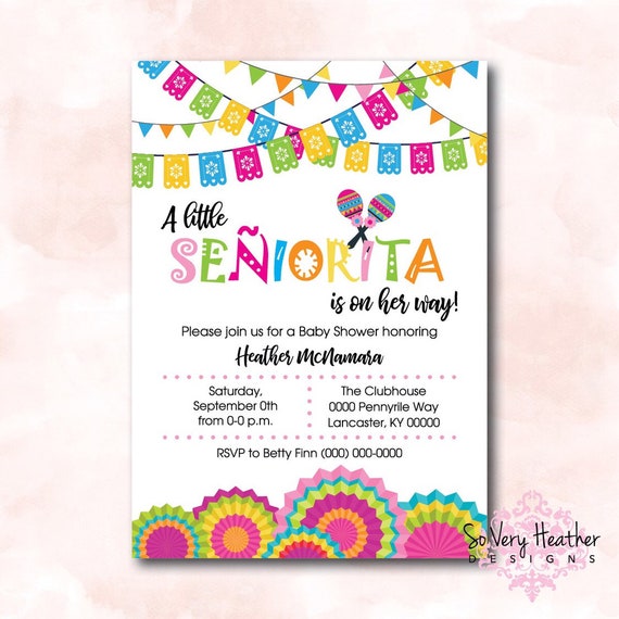 A Little Senor/Senorita Baby Shower Invitation, Birth Announcement, First Birthday Party Invitation Digital File OR Printed