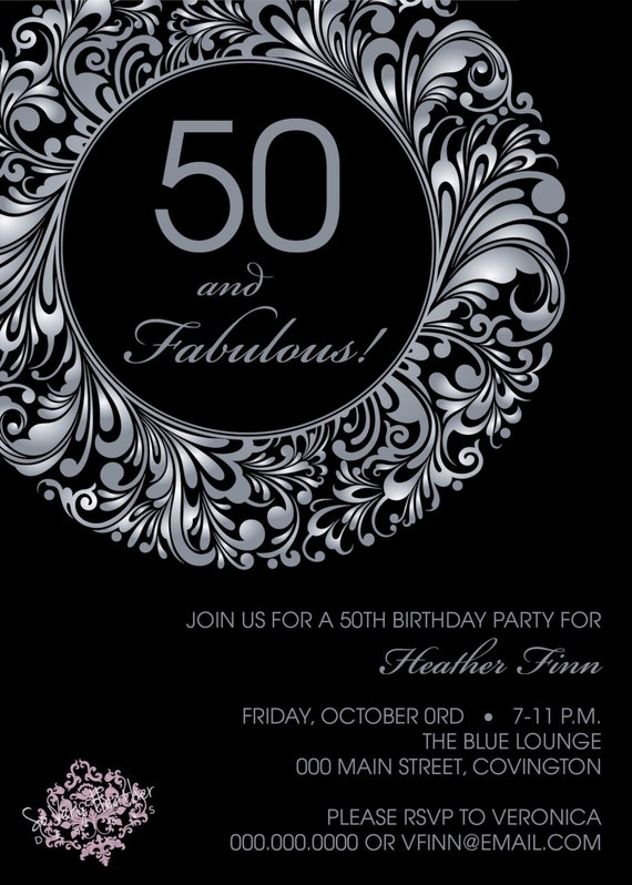 50 and Fabulous Birthday Party Invitation - Digital File OR Printed