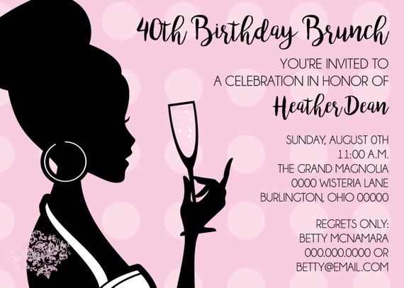 Bubbly Birthday Brunch, Bridal Shower, Mother's Day Brunch, Adult Birthday Party, Cocktail Party Invitation - Digital File OR Printed