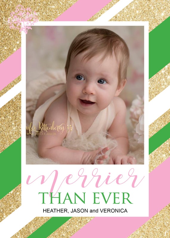 Glitter Stripes Christmas Card - Digital File OR Printed