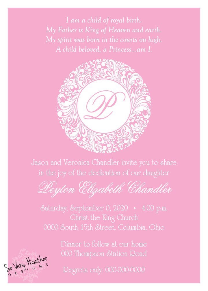 dedication baby baptism blessing christening invitations