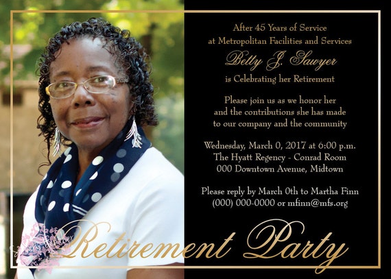 Black and Gold 50th Wedding Anniversary, Retirement Party, Adult Birthday Party Invitation - Digital File OR Printed