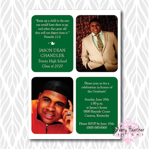 Photo Graduation Invitations/Announcements With Bible Verse | Perfect for Seminary, College, High School Graduate - Digital File OR Printed