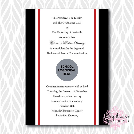Classic Graduation Invitations/Announcements | Perfect for College, High School or Preschool Graduates - Digital File OR Printed