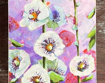 Nature Floral wall art with Beautiful Hollyhock Print, great gift for Mothers or Brides or Girlfriends