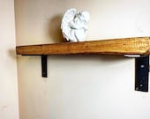SOLID PINE SHELF With Cast Iron Brackets (6 quot ) kitchen shelf wall decor alcove shelves