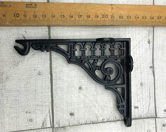 Cast Iron ROMAN HOOK 4X5" SHELF Brackets  Black Finish  ideal for 5.5"-7" depth shelves