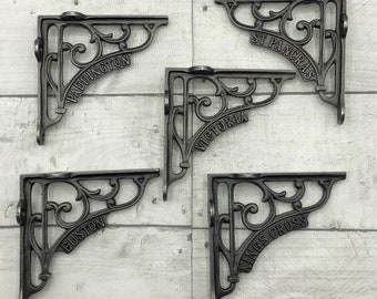 Cast Iron Shelf Brackets, Railway Design,6 " x 6 "  6  x designs to choose from - vintage, antique industrial ironmongery