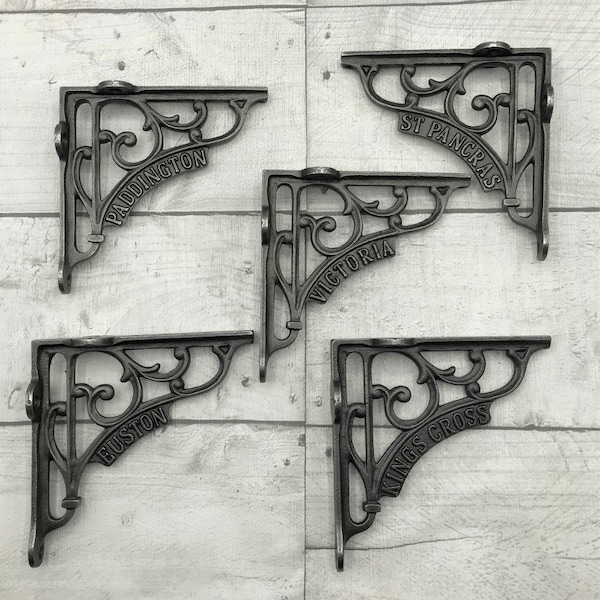 Cast Iron Shelf Brackets, Railway Design,6 " x 6 "  6  x designs to choose from - vintage, antique industrial ironmongery