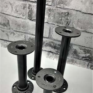 SET of 4 furniture Legs 3/4" malleable pipe , Black Finish, steam punk , range of heights from 10cm-100cm
