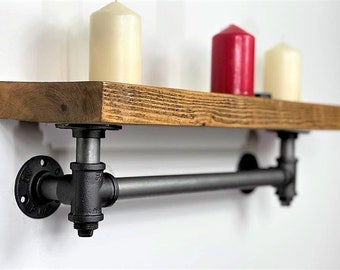 CHUNKY PIPE BRACKET with hanger - range of width and colour finishes