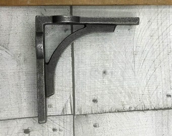 PAIR of cast iron RADIATOR LUG shelf brackets 4"x4" , ideal for 5-6" shelves antique iron and black finish