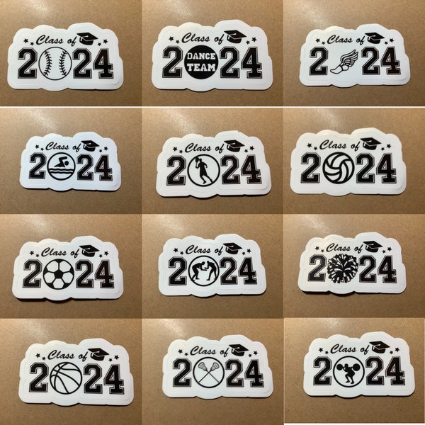 Easy Peel Class of 2024 senior high school college sport stickers