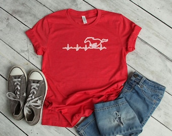 Mustang Heartbeat with Horse Adult Unisex Belle Canvas T-Shirt