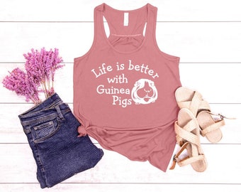 Life is Better with Guinea Pigs Youth Flowy Racerback Tank Top