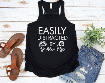 Easily Distracted by Guinea Pigs Youth Flowy Racerback Tank Top