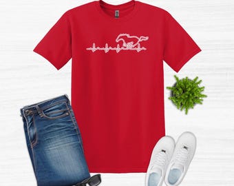 Mustang Heartbeat with Horse Adult Unisex Gildan SoftStyle T-Shirt
