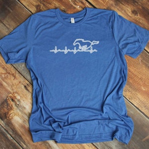 Mustang Heartbeat with Horse Adult Unisex Belle Canvas T-Shirt