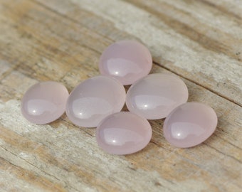 Glass cabochons (6), lampwork cabochon set, small light pink for jewelry making earrings necklaces embroidery handmade art