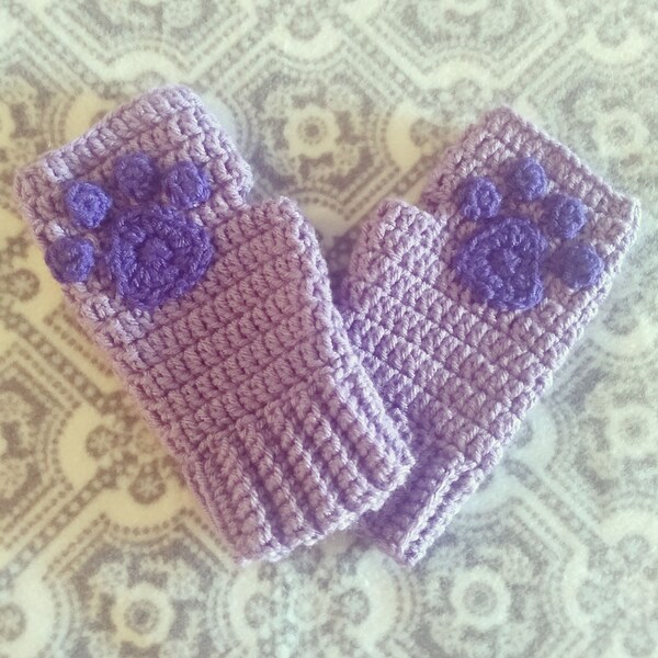 Crochet Cat Paw Fingerless Gloves