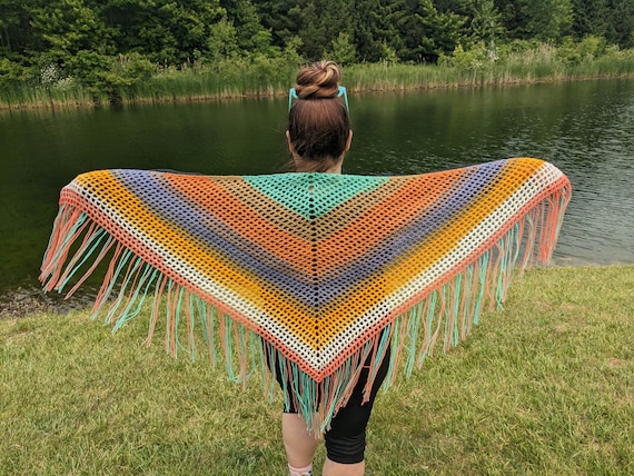 Crochet Ombre Shawl With Fringe