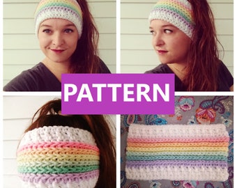 PATTERN - Katie's Crochet Rainbow Sorbet Cable Wide Headband